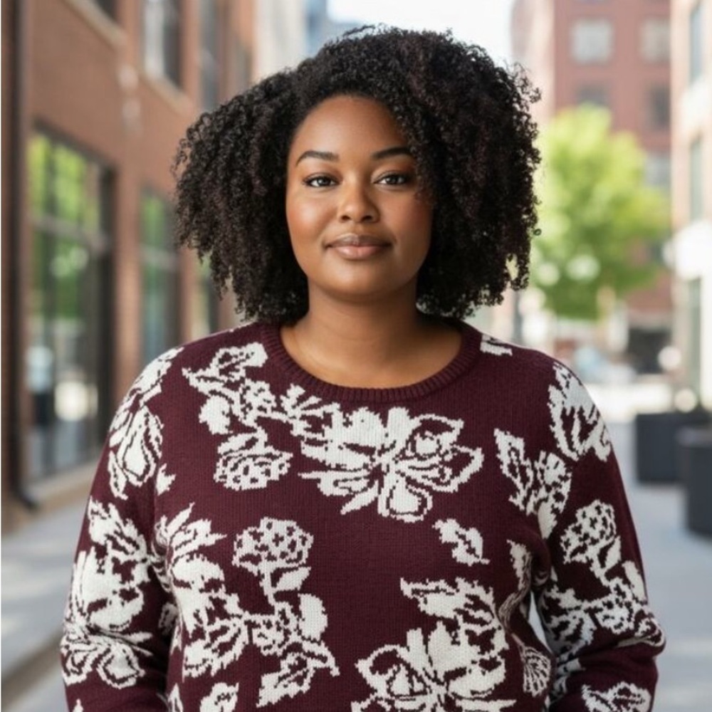 Cynthia Rowley Purple Floral Sweater